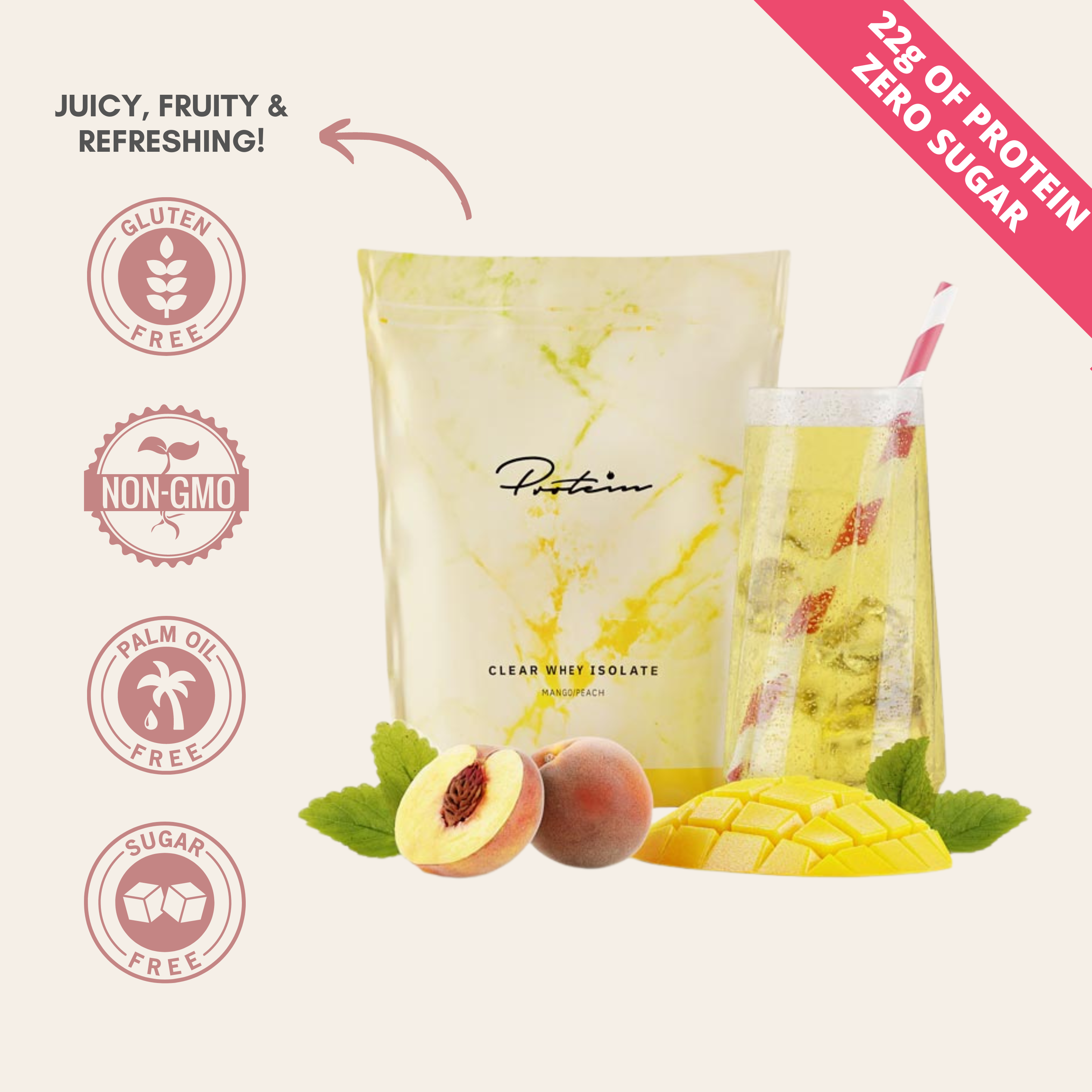 Clear Whey Eiwitpoeder | Verfrissend eiwitdrankje, vergelijkbaar met ice tea | 300 gr
